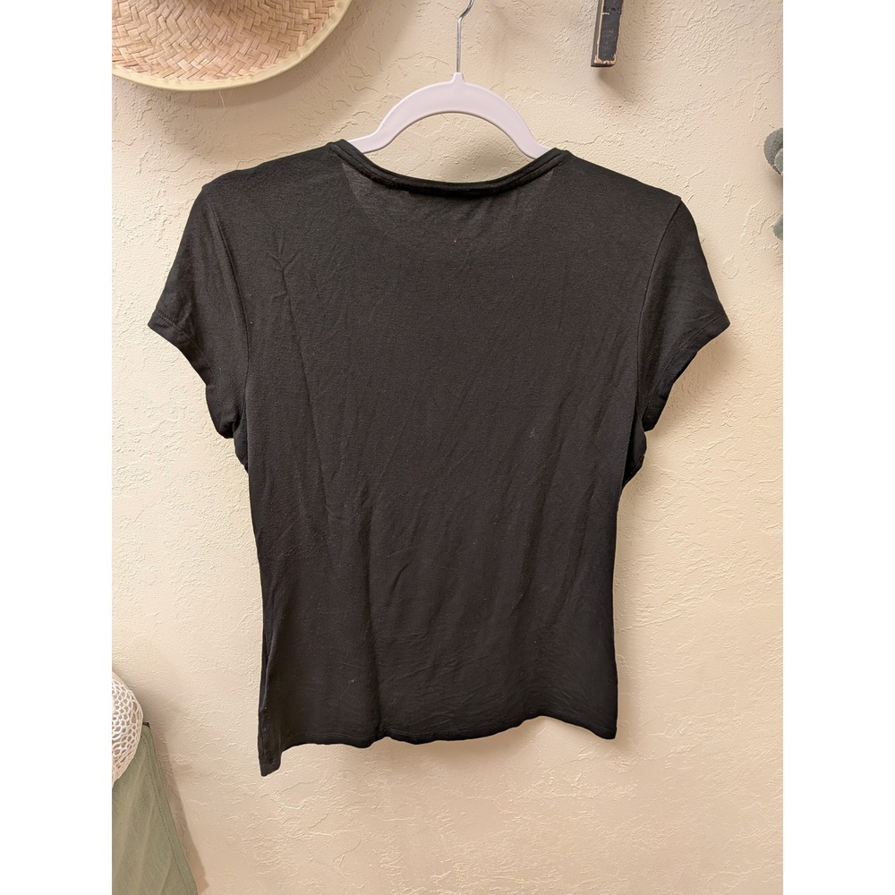 Ted Baker London Black Short Sleeve Crew Neck T Shirt Womens Size 2 Bow Detail - Picture 4 of 4